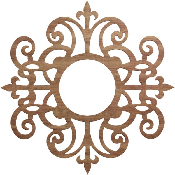 Ekena Millwork Dijon Wood Fretwork Pierced Ceiling Medallion, Walnut, 28"OD x 9 1/8"ID x 3/8"T CMWP28X28X0375DIWA - main